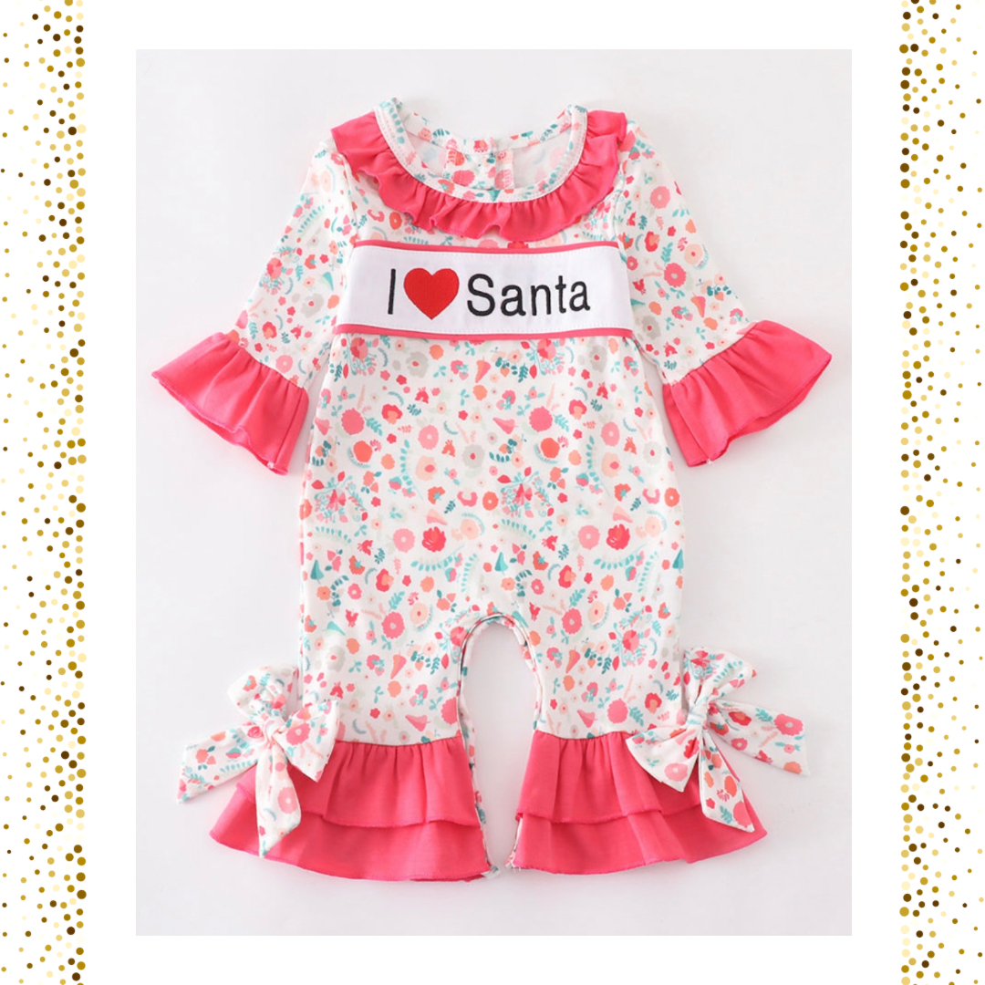 Pink Christmas Baby Overall