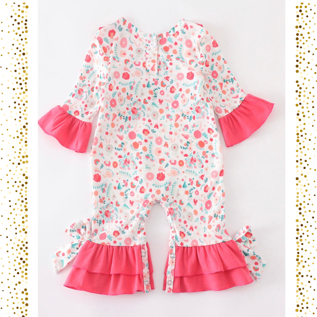 Pink Christmas Baby Overall